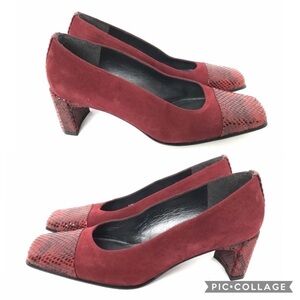 Stuart Weitzman Red Snake Leather Heels Shoes 6